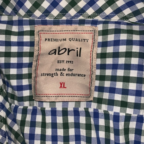 Premium Quality Abril Blue & Green Checked Long Sleeve Button Down Shirt - Picture 3 of 3